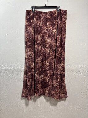 NWT City Blues Lace Spliced Maxi Skirt Pull On Lined Boho Y2K /90 Purple 1X